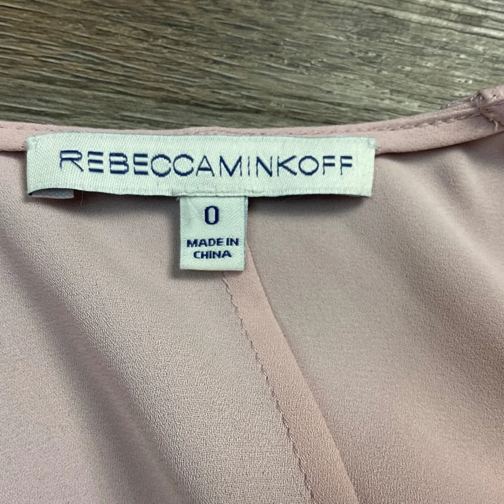 Rebecca Minkoff Jina V‎ Neck Tiered Ruffle Long Sleeve Dress Womens 0 Pale Pink